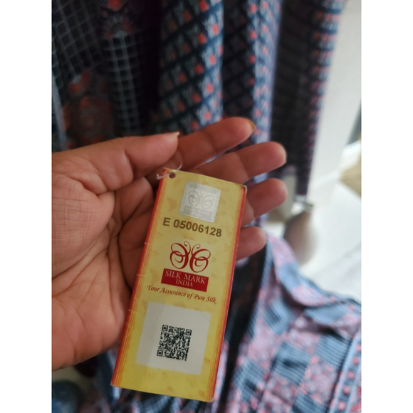 New Women Ajrakh Block Pure Silk Saree With Bp Party Designer Festive - Picture 7 of 10